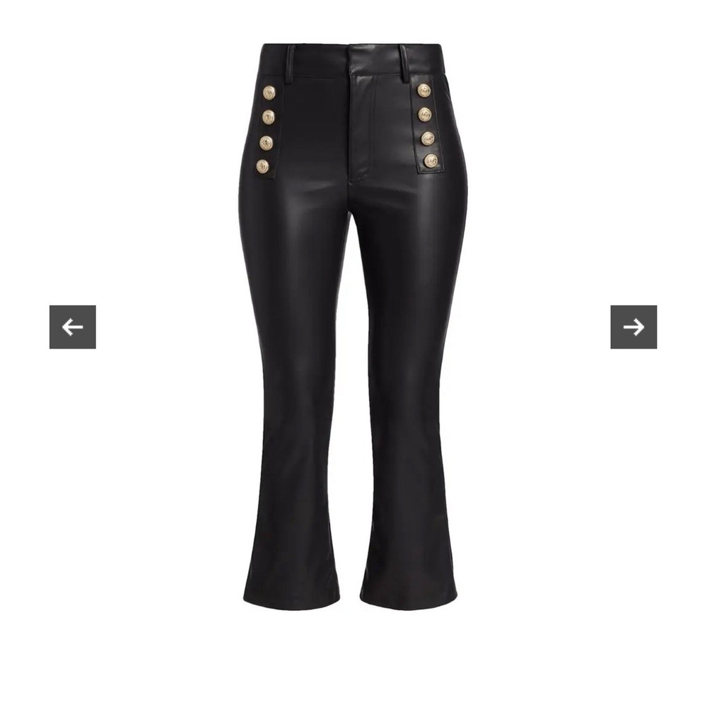 Generation Love Amirah High Rise Vegan Leather Black Pants Gold Ornate Buttons 8